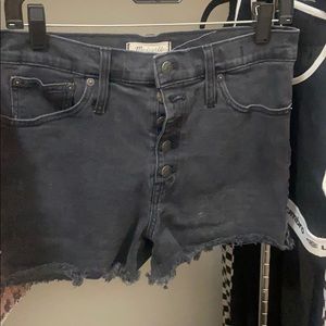 High rise black jean shorts